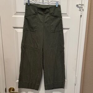 Joie Olive Green Wide-Leg Crop Pants